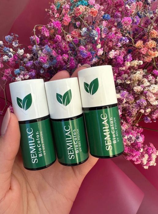 lakier hybrydowy Semilac Bio Color nowe 3 szt czerwony różowy beż