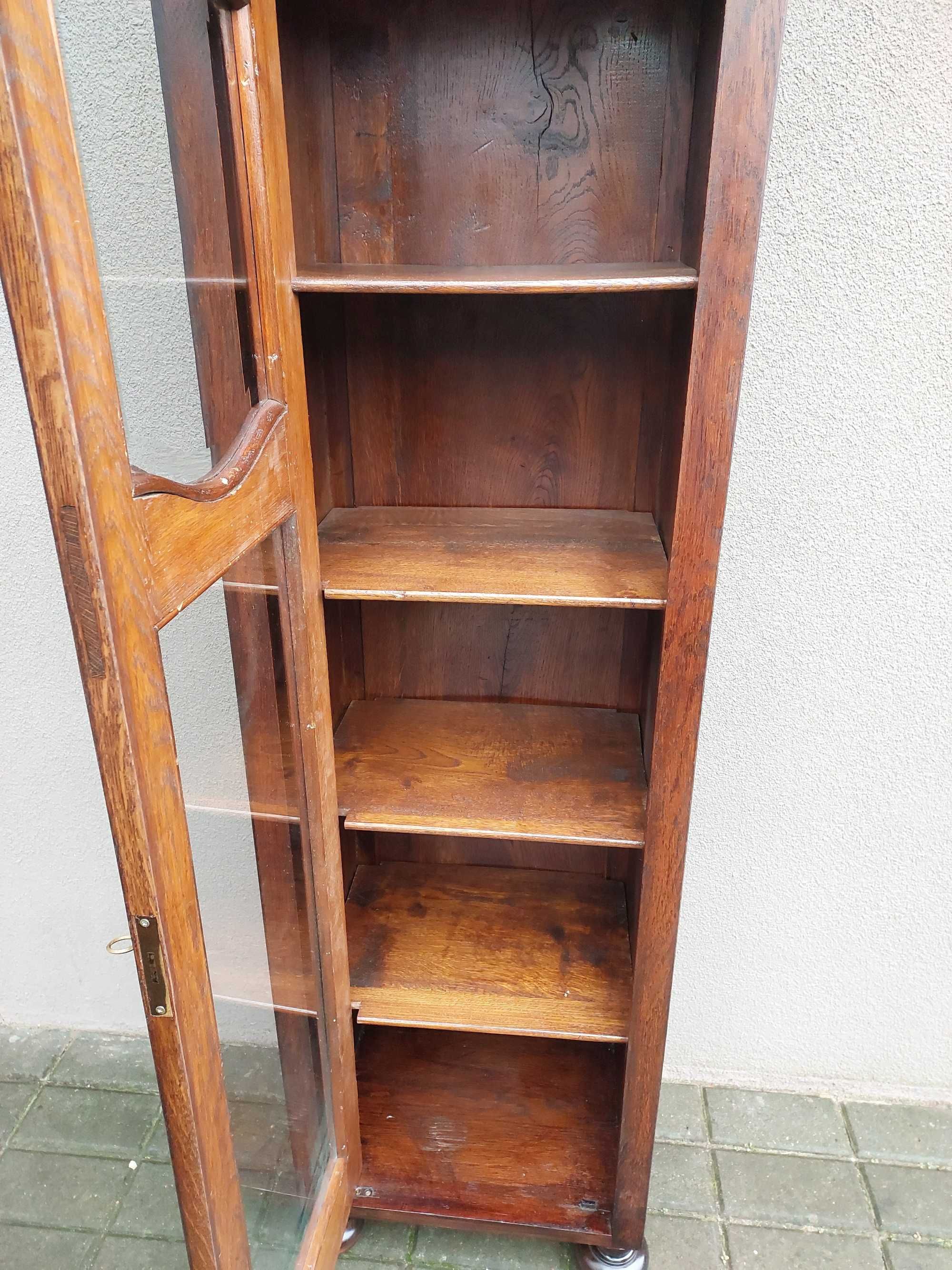 Stary słupek szafka biblioteka witryna dąb ciemna E034