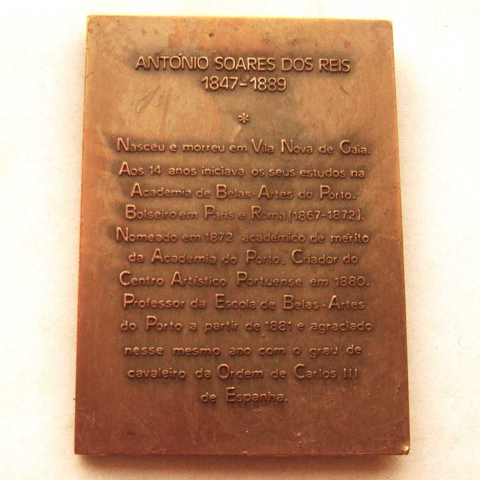 Medalha de Bronze Belas-Artes Escultor Soares dos Reis por S MACHADO