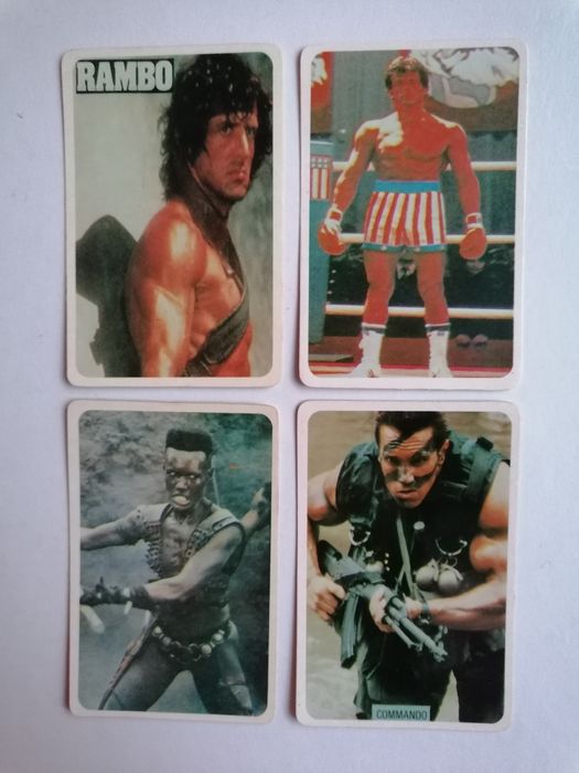 Conjunto de 4 calendários de 1986 do Rambo, Rocky e Commando