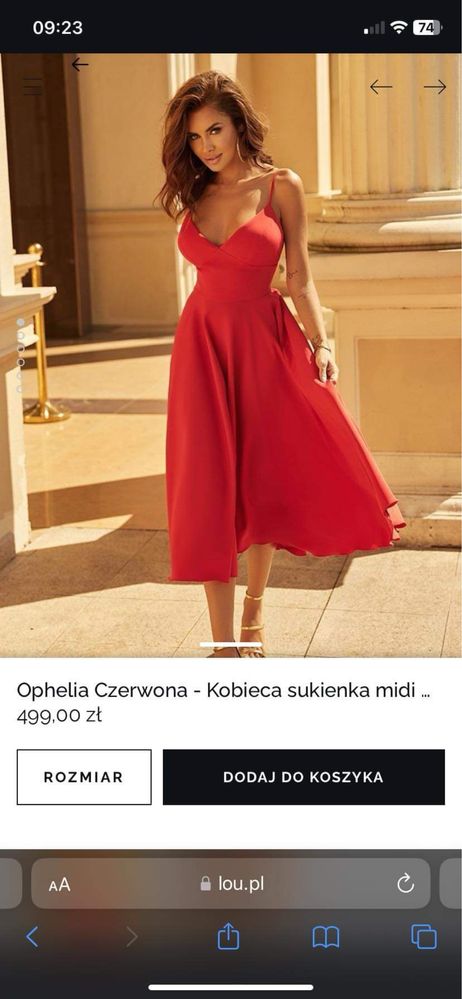 Kobieca sukienka midi- Ophelia czerwona