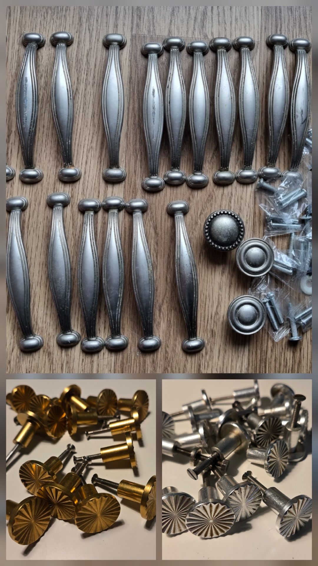 Uchwyty meblowe 21 szt 96mm 20 srebrne okrągłe 14 złote okrągłe