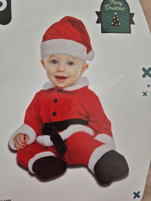 Strój Mikołaja z czapką dla niemowlaka dziecko 0-6 miesięcy
