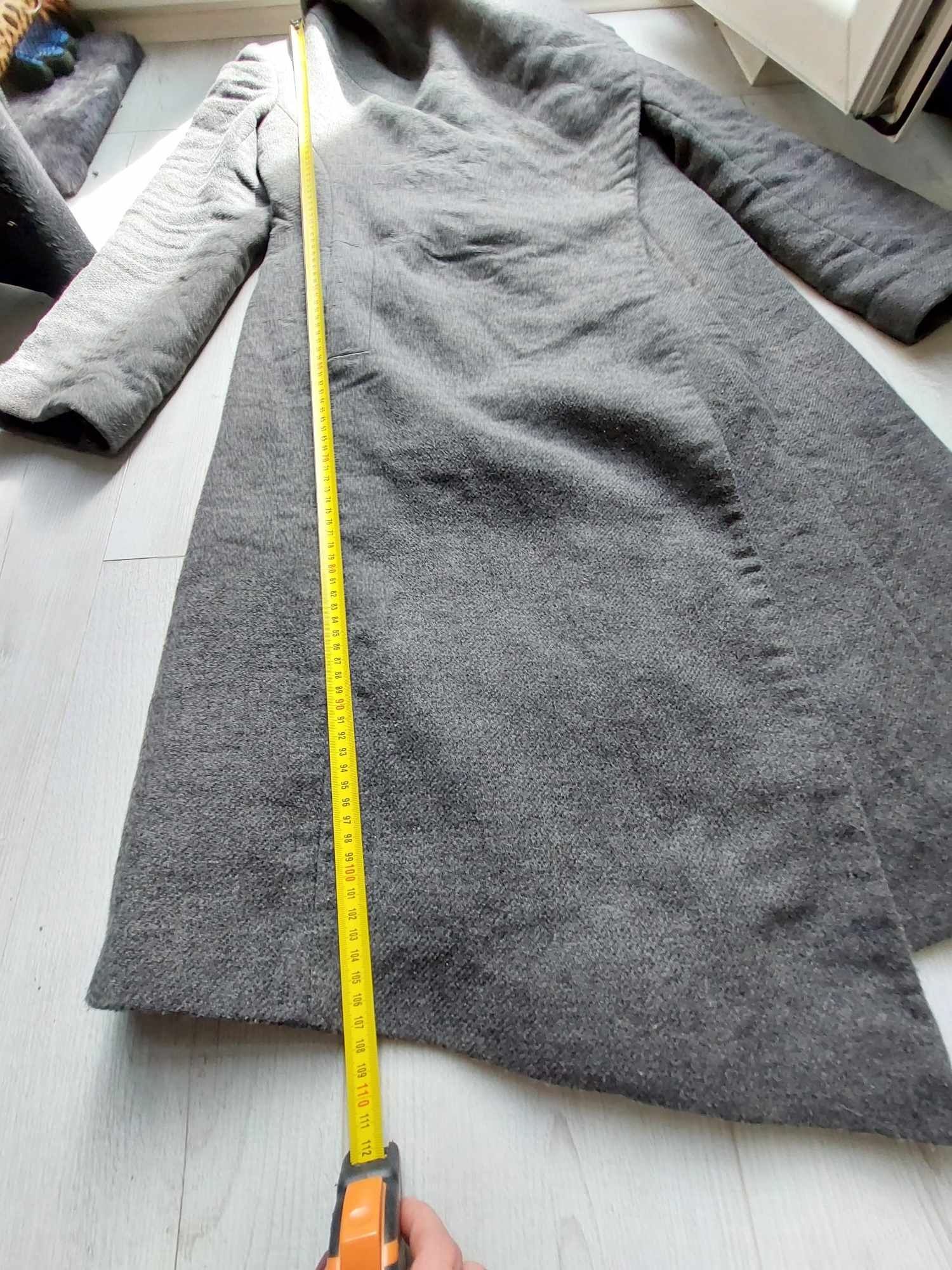 Płaszcz długi klasyczny szary wełniany, wełna 40 L asos