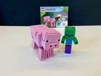 Klocki LEGO Minecraft 21157 - Minecraft BigFig - Świnka i mały zombie