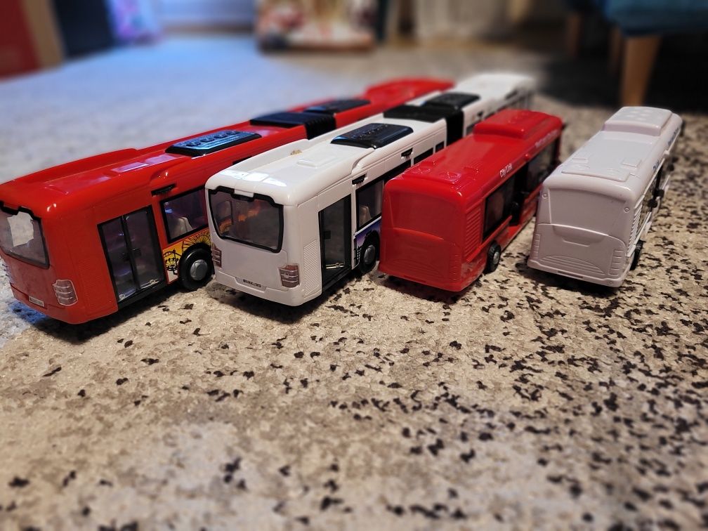 Zestaw x4 autobus Dickie city bus przegubowy