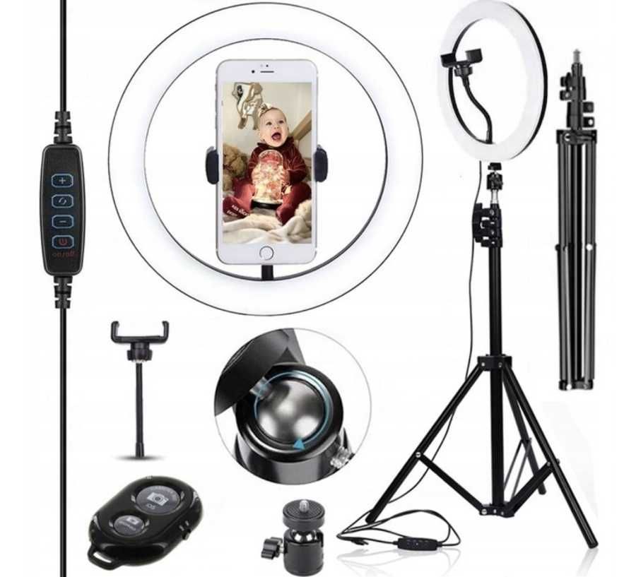 LAMPA PIERŚCIENIOWA kosmetyczna LED ze statywem 220CM ring SELFIE 80W