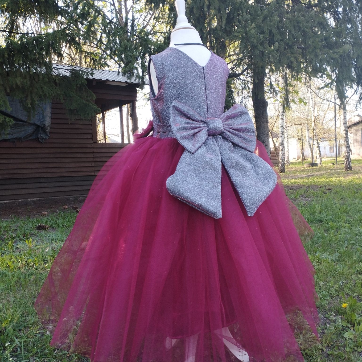 Бордова бурякова сукня випускна для дівчинки фатинова нова нарядна