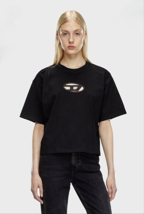 Diesel жіноча чорна футболка t-buxt-crop-od xs