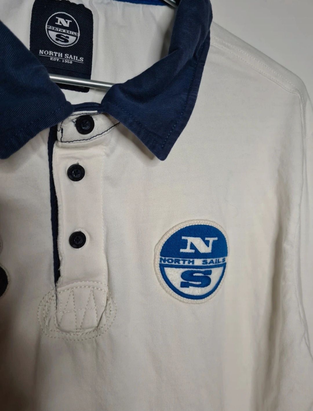 North Sails XXL męska koszulka polo z długim rękawem biała bluza