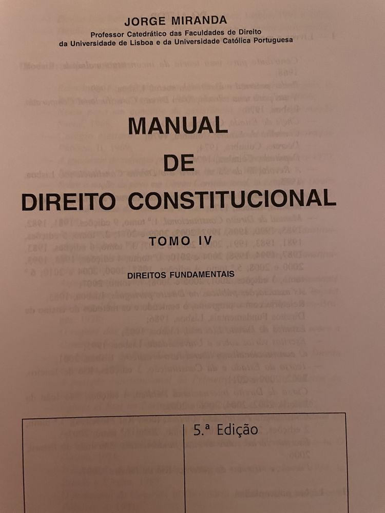 Manual de Direito Constitucional - Tomo IV - Direitos Fundamentais