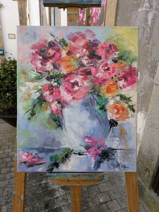 Quadro pintado á óleo sobre tela, 46x38 cm