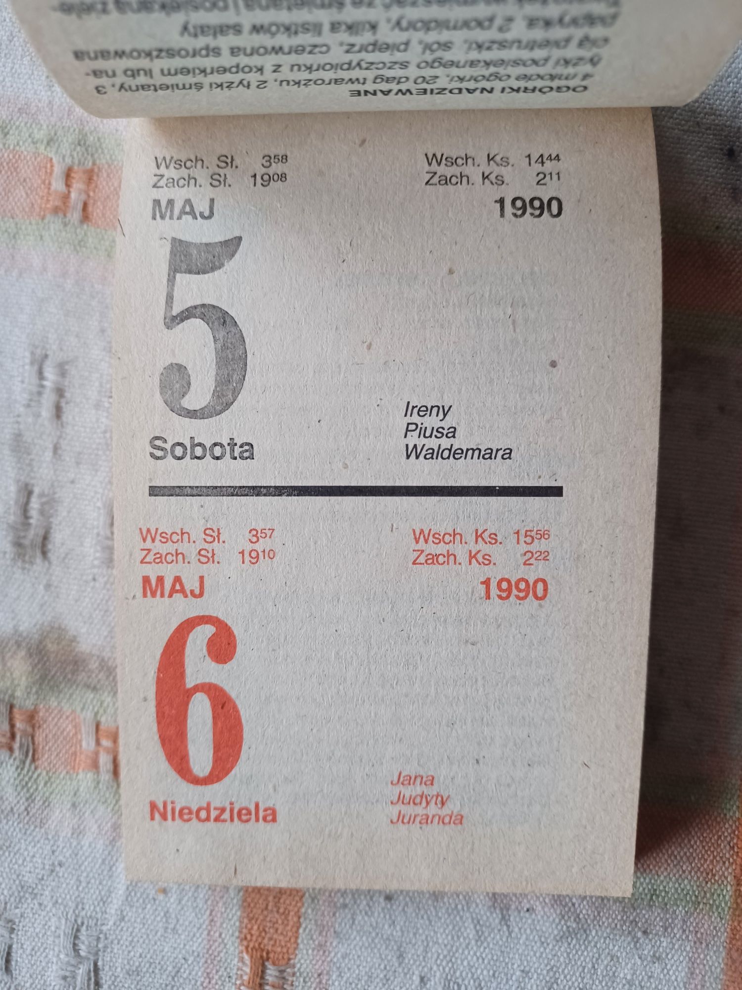 Kalendarz zdzierak Kucharz Polski 1990