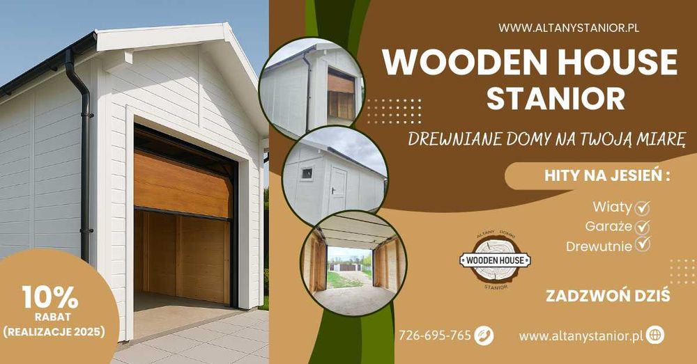Garaż drewniany "OMODA" 7x3,5 m – producent Wooden House Stanior