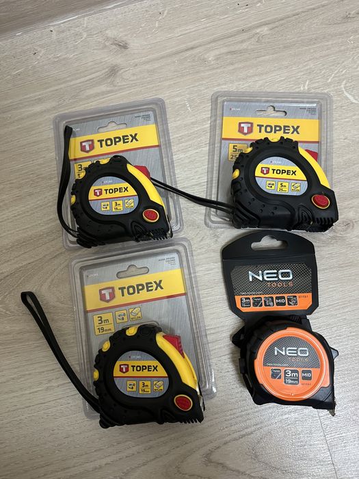 Рулетки вимірювальні магнітні TOPEX 3-5m (3 та 5 метрові) та — Neo 3m