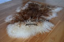 Skóra Muflon Naturalnie Kręcony Włos Biało-Brązowa 111-130cm