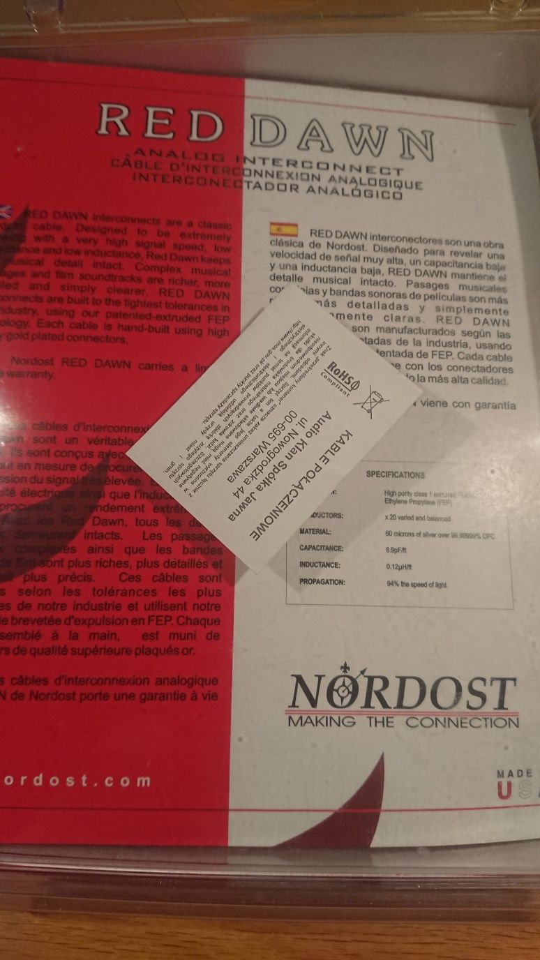 Nordost Red Dawn 2 x 1.0m interkonekt RCA