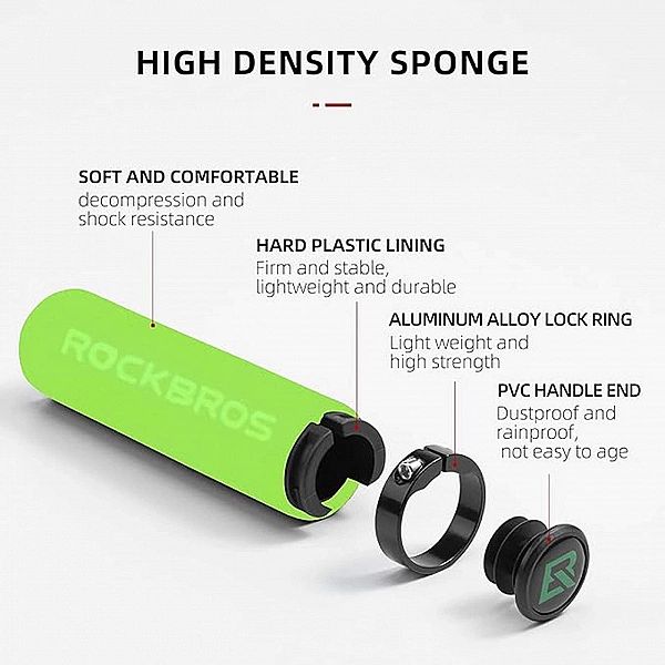 Uchwyty rowerowe Rockbros BT1001GNBK z gąbki na kierownicę - zielono-c