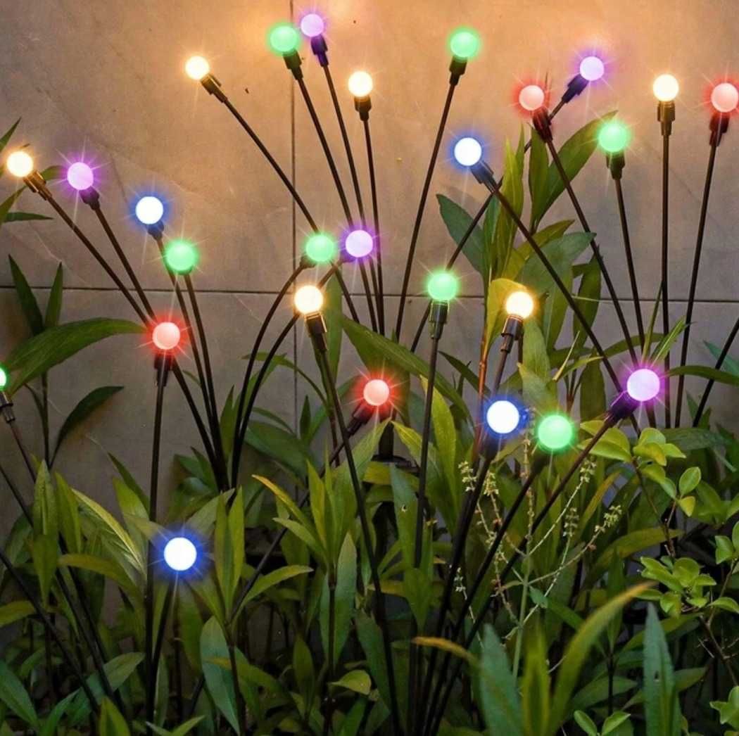 Lampka solarna kuleczki 6 LED RGB ogrodowa wbijana 2 sztuki 70 cm