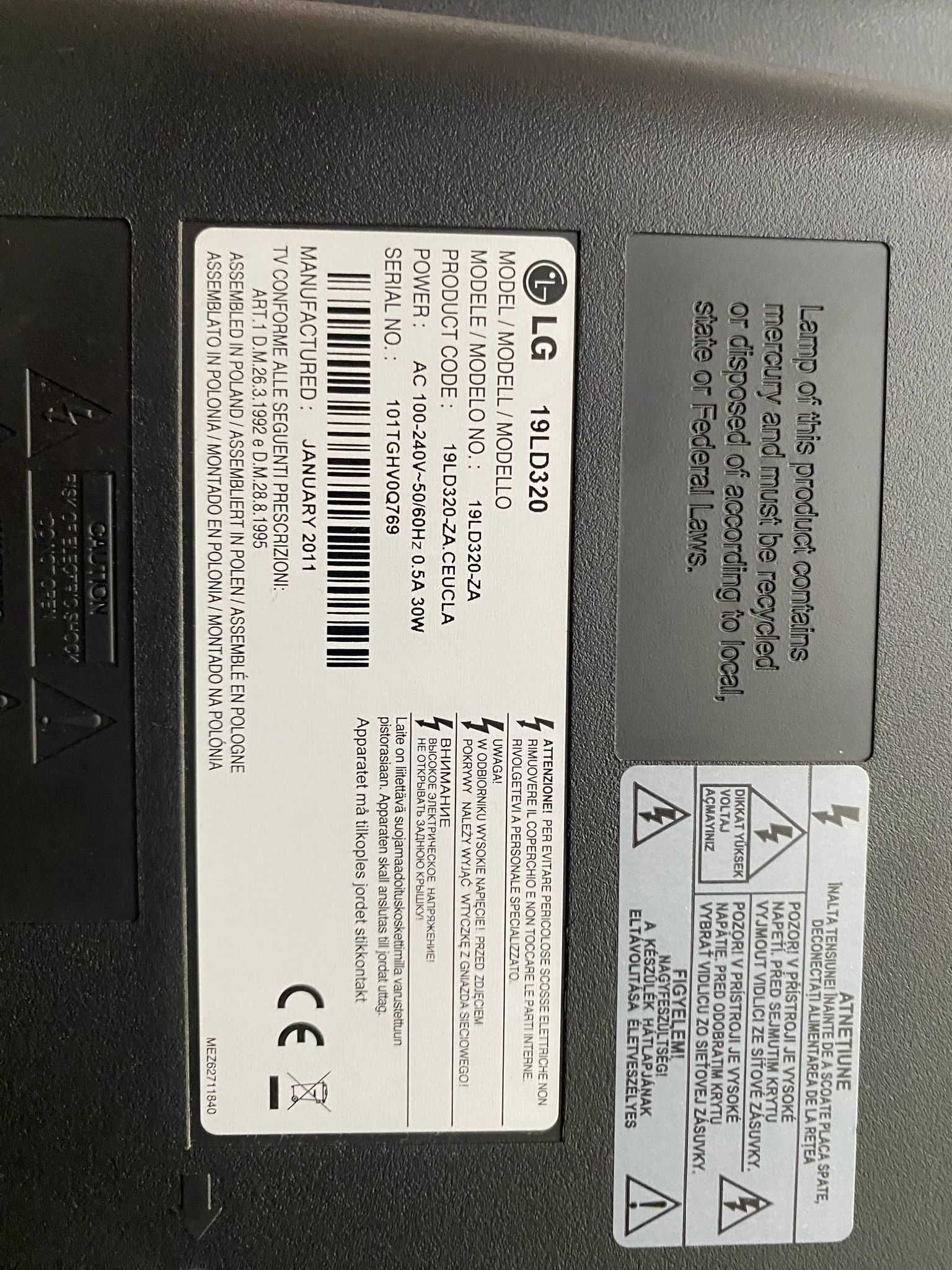 Monitor LG 19LD320 TV 48,3 cm (19") HD Preto