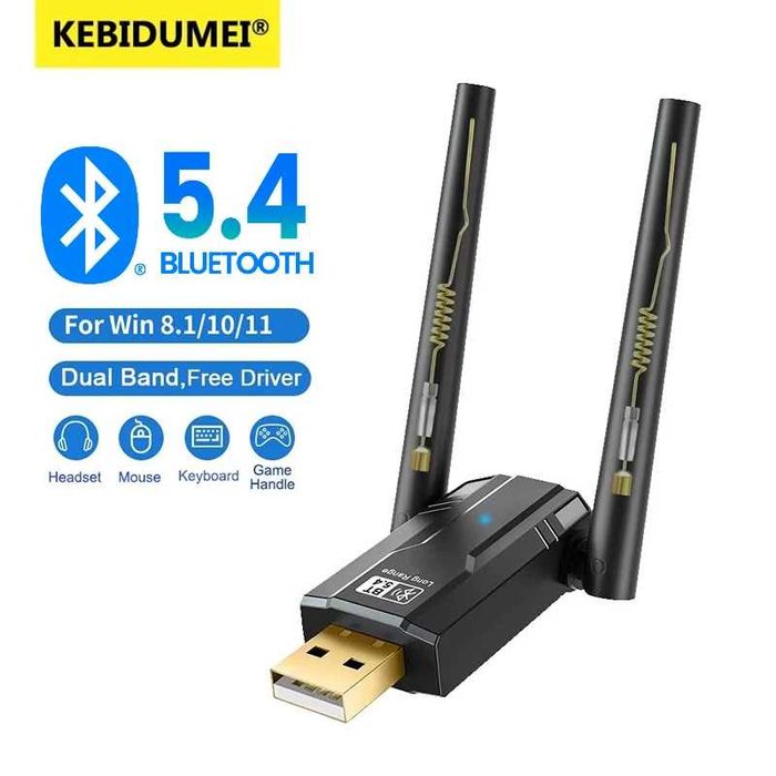 Bluetooth 5.4 USB адаптер блютуз приемник передатчик антенна до 150 м.