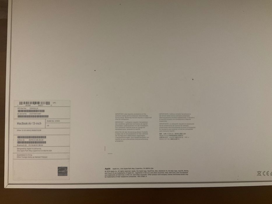 Макбук Ейр MACBOOK AIR 13’’ 2018, I5 16 / 512GB (A1932