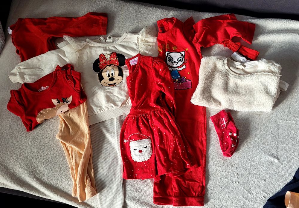 Świąteczny komplet, minnie, sukienka, body leginsy dla dziewczynki