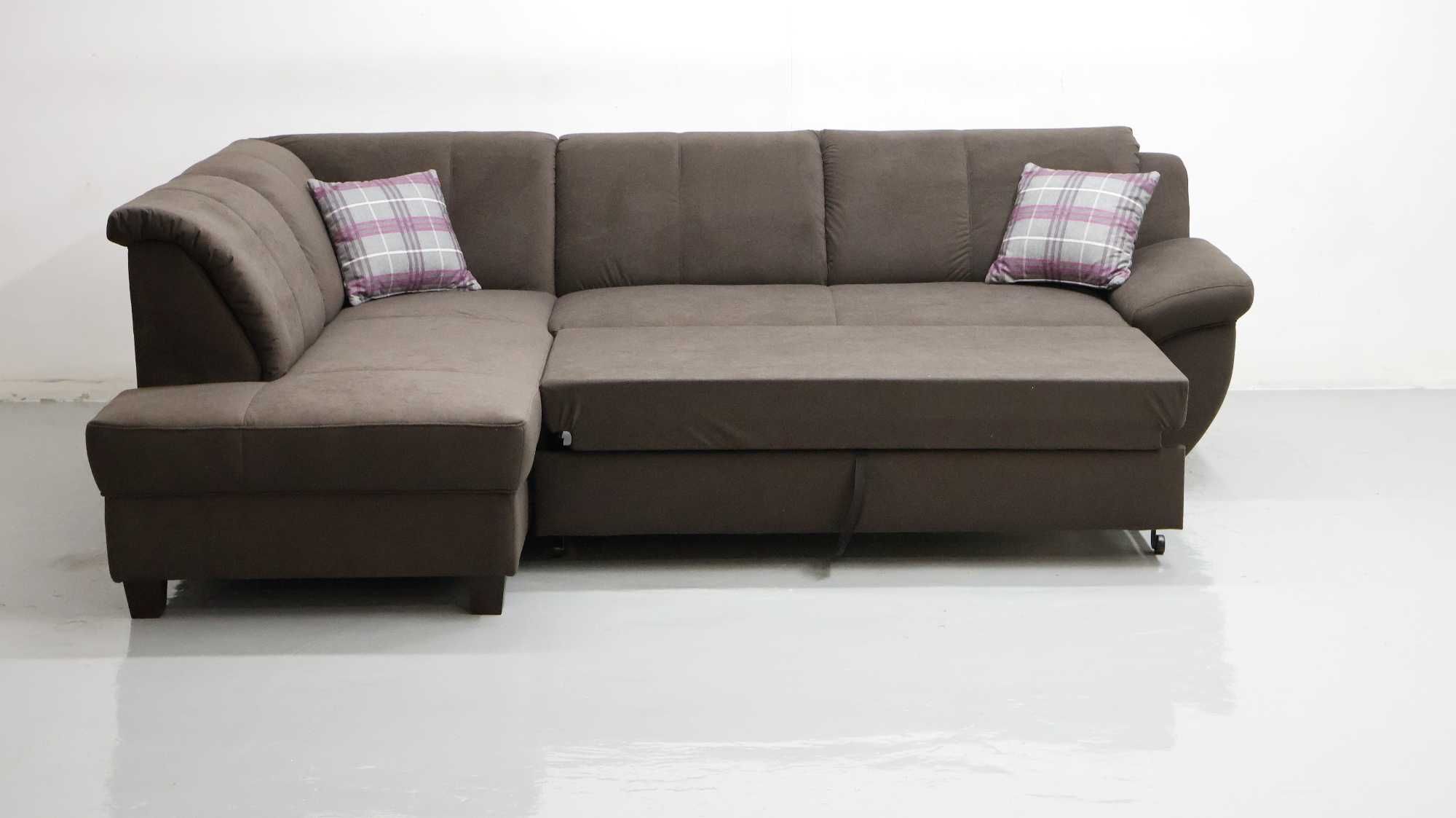 THA DESIGN NAROŻNIK funkcja spania kanapa rogówka DESIGN brązowa tkani