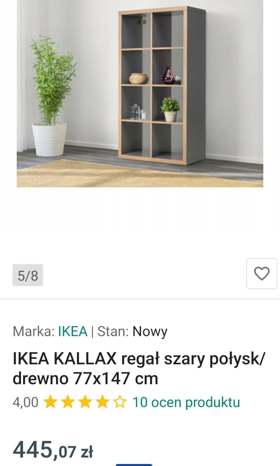 Kallax ikea 2×4 szary