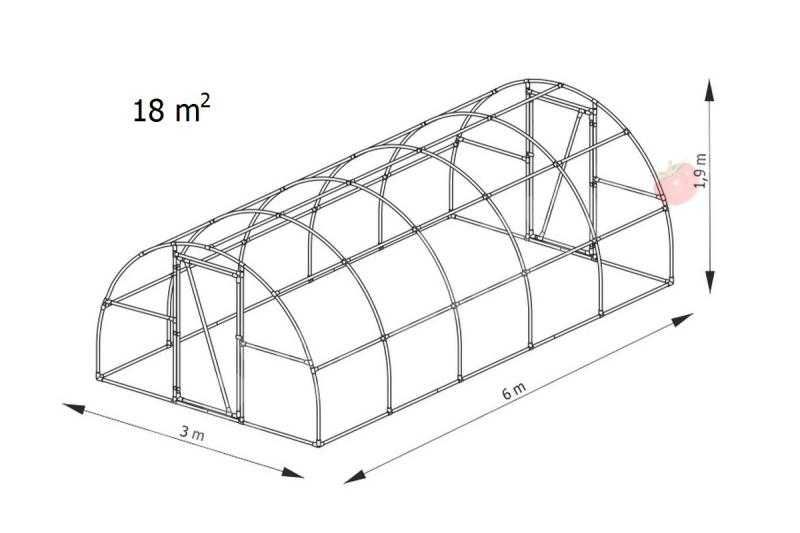 Tunel foliowy, tunel ogrodowy. Szklarnia PCV. [18m2]