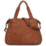 VERA PELLE torebka skórzana shopper vintage pleciona V652 camel