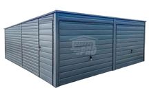 Garaż Blaszany 6x6m 2x Brama Uchylna Drzwi Antracyt dach spad GP413