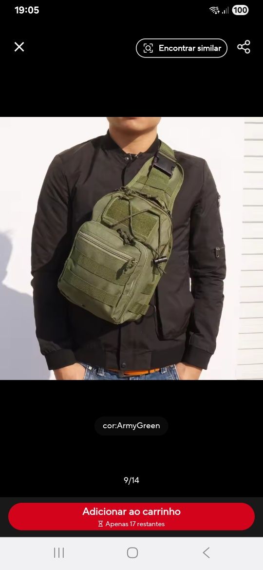 Mochila de ombro táctica verde, prova de água