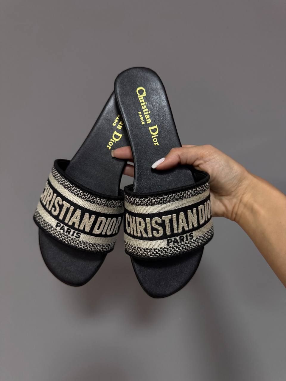 р36-41 Шльопанці Dior Dway Slides Black leather premium