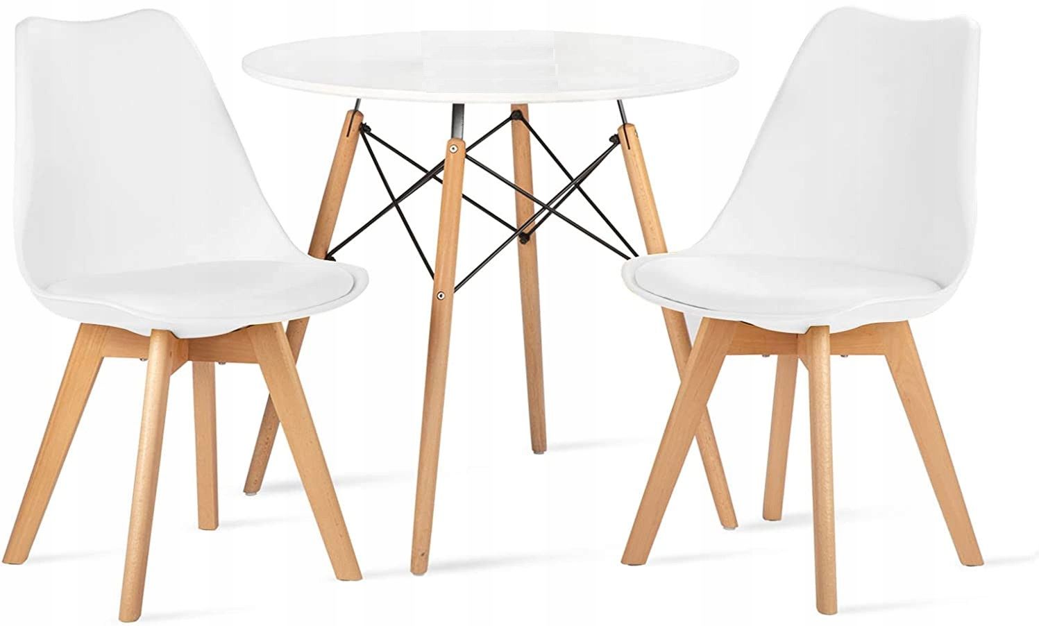 Stół fi60 white+2xkrzesło Montivaro Białe
