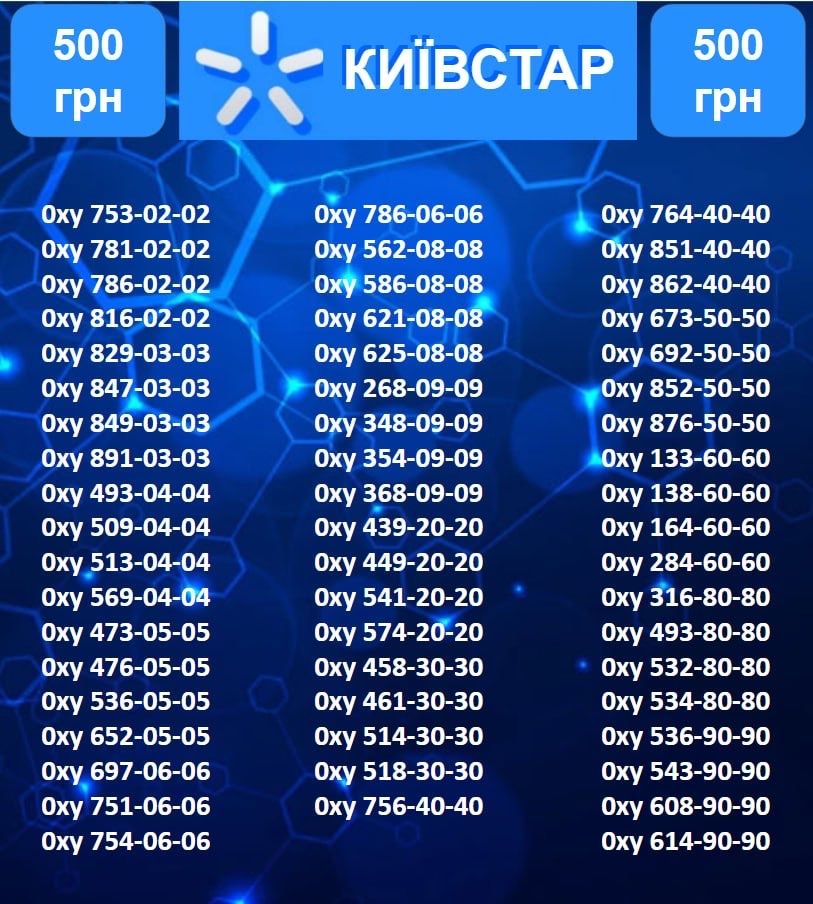 Золоті та красиві номери Київстар 500 грн