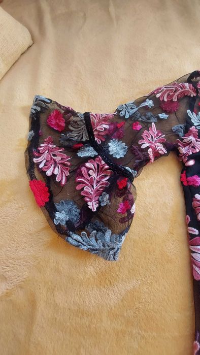 42,44 L XL sukienka haft kolorowa wesele elegancka kwiaty