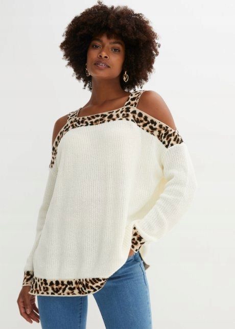 B.P.C sweter odkryte ramiona z panterką r.36/38