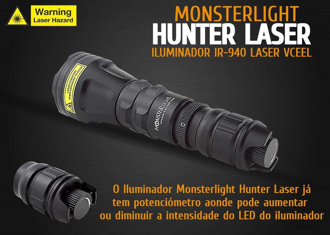 Iluminador MonsterLight ir-940 Hunter Laser com potenciómetro