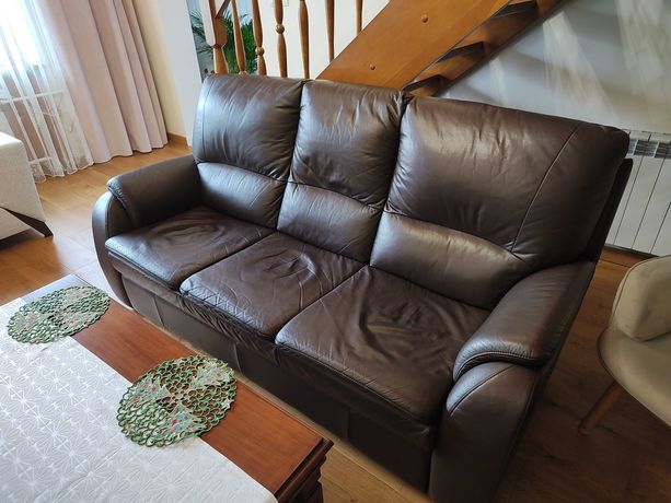 Sofa skórzana bardzo wygodna z funkcją spania - tanio sprzedam