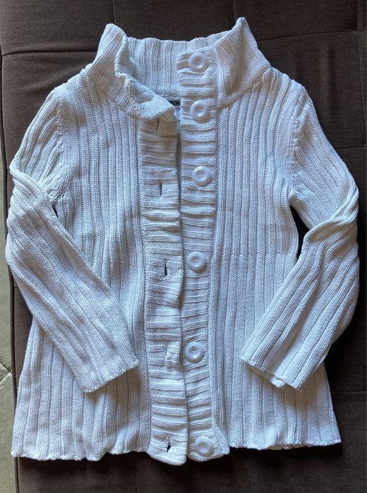 Sweter rozpinany biały