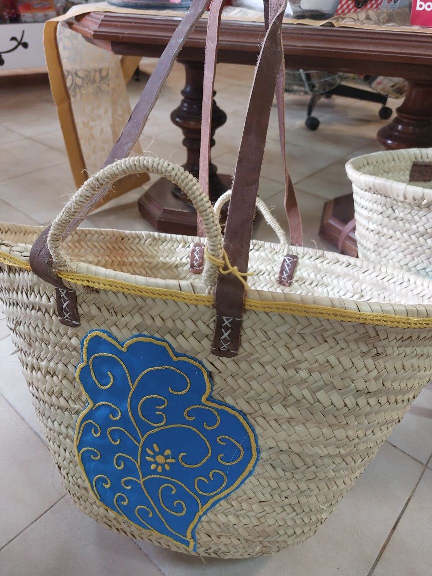 Cesta coração viana bordado à mão