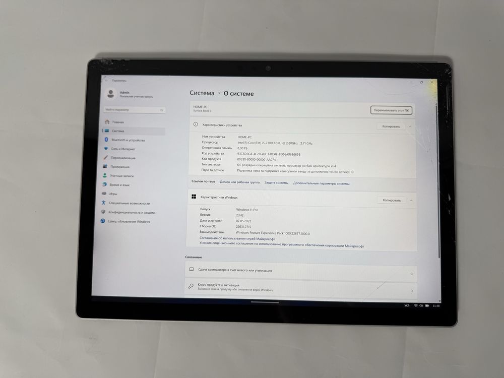 Планшет ноутбук Microsoft surface book 2 13.5 i5 8/256 бите скло