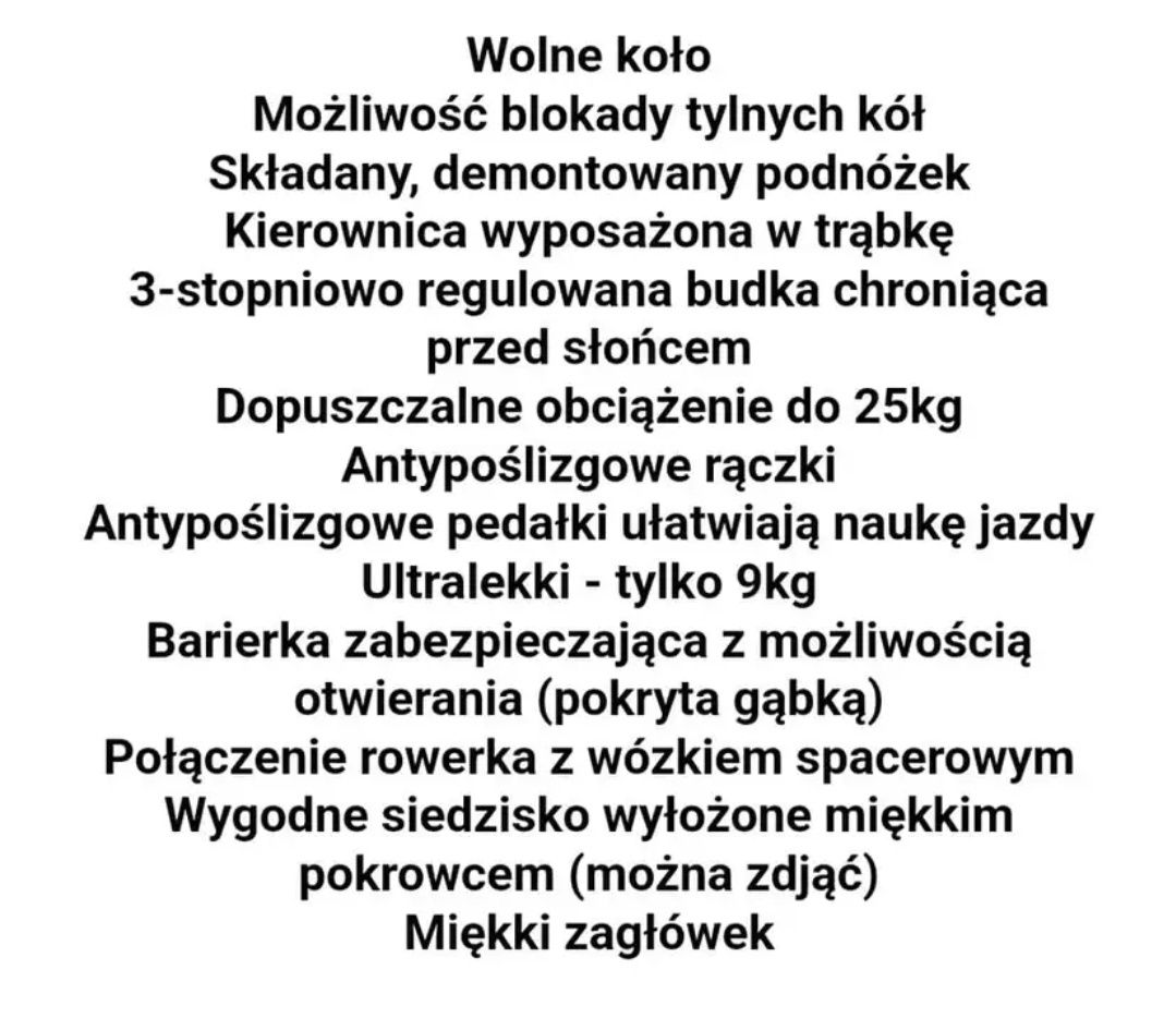 Rowerek trójkołowy, od 6 m-ca, stan idealny