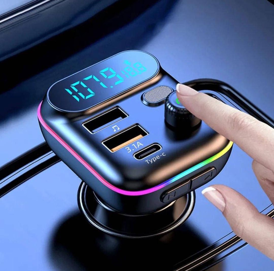 FM-модулятор C29 трансмітер ФМ з LED дисплеєм Bluetooth RGB підсвітка