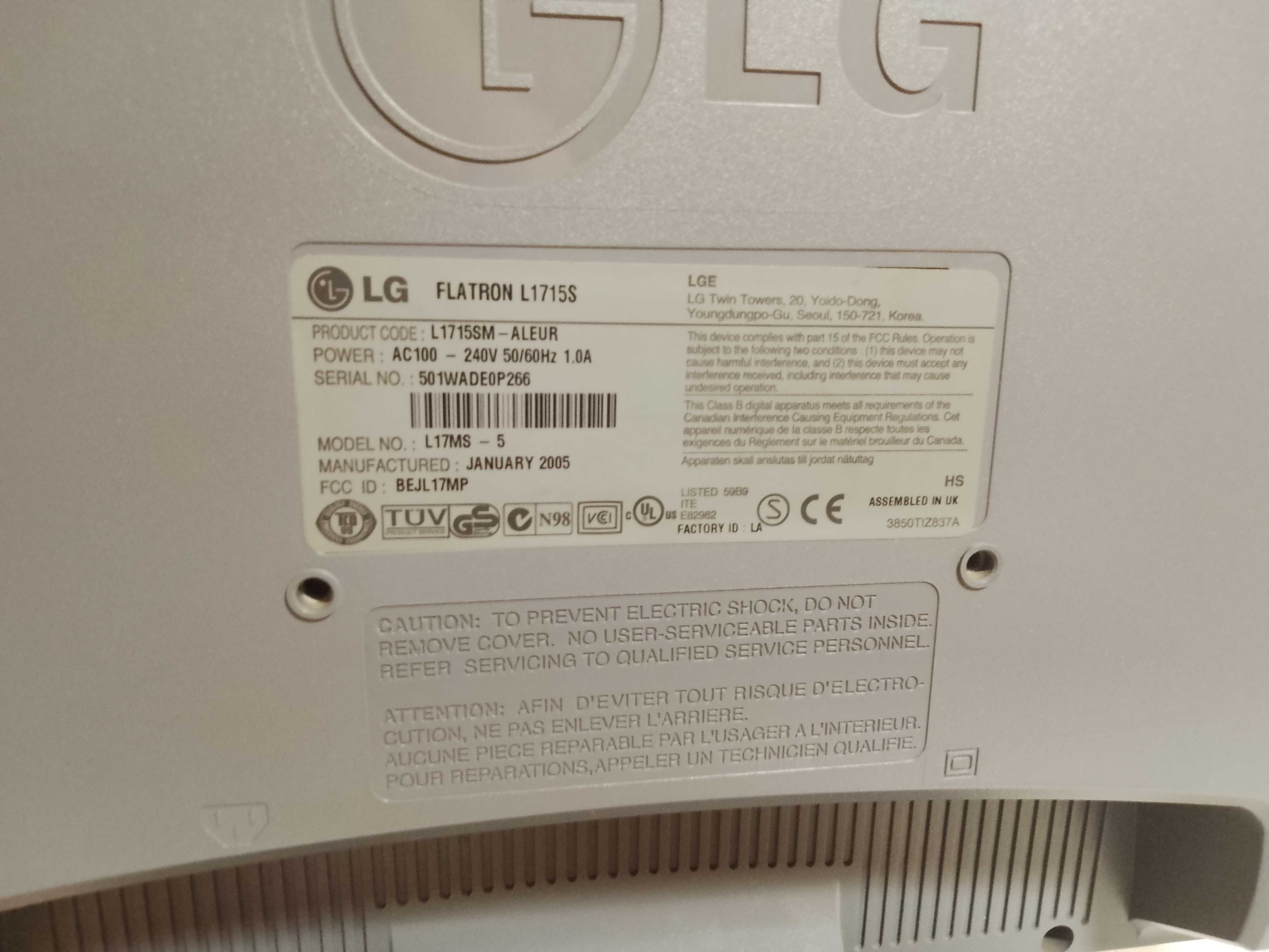Monitor LG flatron L1715s