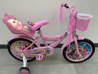 SOLIDNY Różowy rowerek 16 cali dla dziewczynki fotelik lalki 033