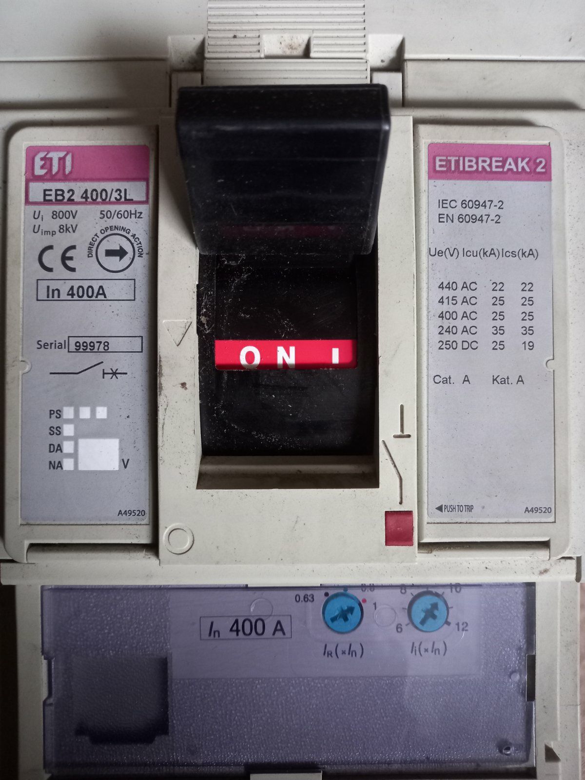 Автоматичний вимикач ETI 400А