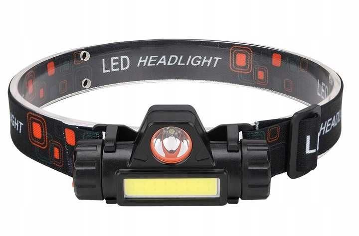 Latarka czołowa mocna COB LED czołówka 4w1 na USB uniwersalna SOLIDNA