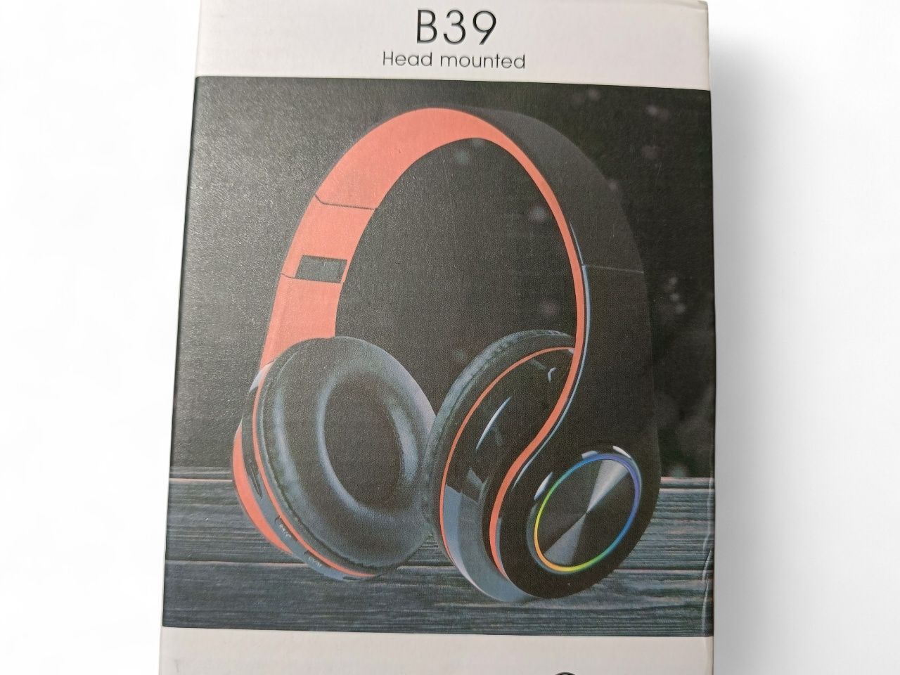 Słuchawki bezprzewodowe B39 Bluetooth z podświetleniem RGB – czarne